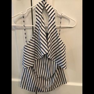 Alice abd Olivia stripe halter top. Low back.